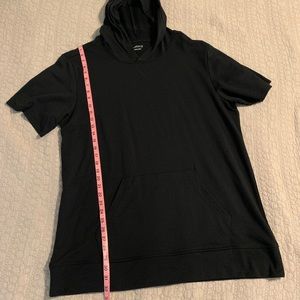 Black Hoodie tunic length - short sleeve